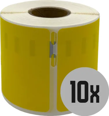 Produktbild von DULA Etiketten - Kompatibel mit Dymo Compatible labels - Geel - 99014 - S0722430 - Verzend- en naambadge etiketten - 10 rollen - 101 x 54 mm - 220 labels per rol
