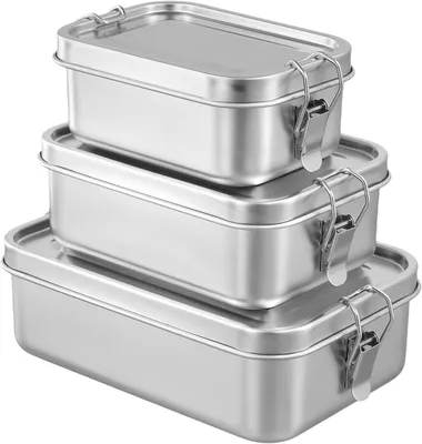 Produktbild von Lunchbox 3-teilig, Edelstahl, 550 ml/850 ml/1400 ml, für Arbeit und Reisen