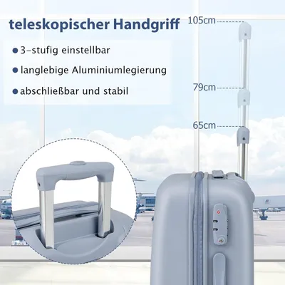 Produktbild von Costway PC Hartschalen Flugtauglicher Handgepäckkoffer Blau 20 Zoll (38x22x57 cm) mit Spinner-Rädern, TSA-Schloss und erweiterbar