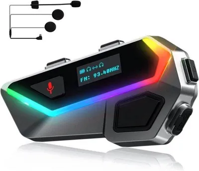 Zdjęcie produktu dla Zestaw słuchawkowy Bluetooth do motocykla z podświetleniem RGB i funkcją redukcji szumów