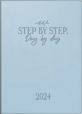 Produktbild von rido/idé 7018504034 Wochenkalender Taschenkalender 2024 "Step by Step" Modell Technik S 2 Seiten = 1 Woche Blattgröße 10 x 14 cm Kunstleder-Einband Trend, flexibel eisblau