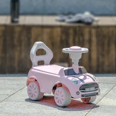 Produktbild von Rutschauto für Kleinkinder, Kippschutz Hupe Rückenlehne, Rutschfahrzeug Kunststoff, Rosa | 53x25x35 cm | bis 25 kg | 18–36 Monate
