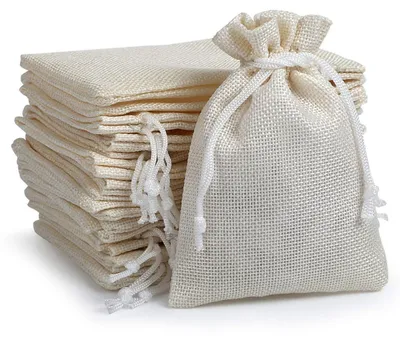 Produktbild von Adventskalender Säckchen zum Befüllen 24 Stück Cremefarben 10 x 14 cm Jute Kordelzug