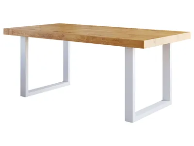 Produktbild von Furneo | Esstisch - Ausziehbarer Tisch - 160x90 cm - Klapptisch Esstisch - ausziehbar auf 260 cm - Eiche Lancelot - mit weißen Metallbeine- Loft Tisch