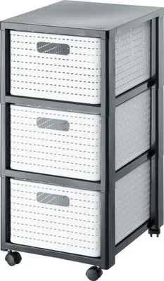 Produktbild von Rotho Rollcontainer Country 3x18L - Schubladenturm 37,5 x 32,5 x 75,0 cm - Bürocontainer mit Rollen - Rollwagen aus Kunststoff - Körbe DIN A4-Format
