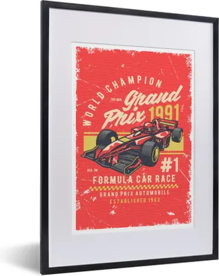 Produktbild von MuchoWow® MuchoWow® Gerahmtes Poster Mancave - Formel 1 - Rennwagen - Retro 30x40 cm - Poster mit zchwarzem Bilderrahmen - Wandposter Schlafzimmer
