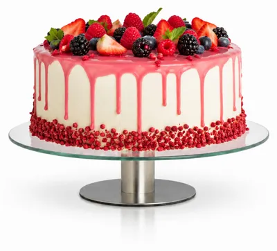 Produktbild von Relaxdays Tortenplatte drehbar, Standfuß, Kuchenplatte zum Dekorieren, Torten Drehteller für Kuchen, Ø 30cm, transparent