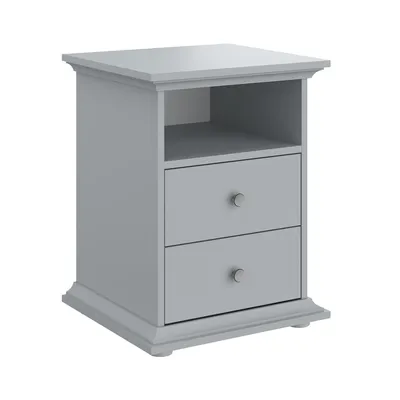 Zdjęcie produktu dla MANON Szafka nocna 2 szuflady szara - szer. 45 x gł. 41 x wys. 58 cm