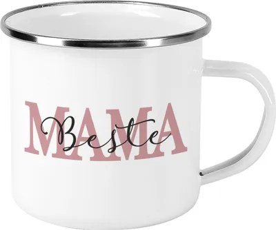 Produktbild von Emailletasse mit Motiv für die Besten (Beste Mama)
