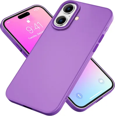Produktbild von NALIA Silikonhülle für iPhone 16 – Matt & Griffig Soft-Touch – ASTRON (Flexibles TPU Case & Stoßfest) – Marke aus Berlin – Lila