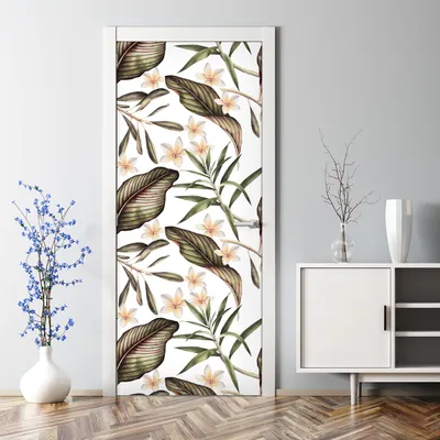 Produktbild von Dekorative Türtapete selbstklebend Klebefolie Türposter Türaufkleber Tropische Blumen 85 x 200 cm