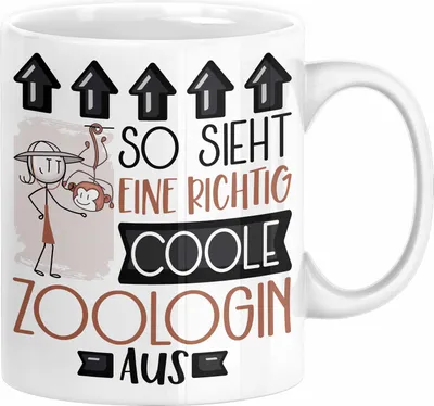 Produktbild von Zoologin Geschenk Tasse Geschenkidee für Zoologin Geburtstag Weihnachten Spruch So Sieht Eine Richtig Coole Zoologin Aus Kaffee-Becher  (Weiß)