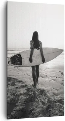 Produktbild von Bild auf Leinwand - Leinwandbild - Einteilig - Frau Strand Surfen - 55x100cm - Wand Bild - Wanddeko - Wandbilder - Leinwanddruck - Bilder - Wanddekoration - Leinwand bilder - Wandbild - PA55x100-5036