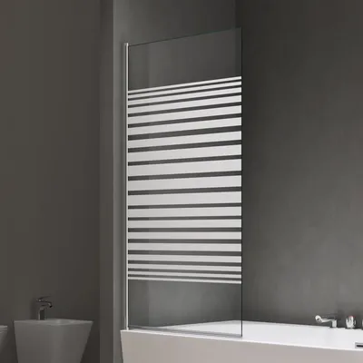 Image de doporro Paroi de Baignoire 80x140 cm Pare Baignoire 1 Volet Verre Trempé Transparent avec Bandes Opaques Montage Réversible Cortona201MS
