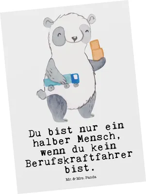 Produktbild von Mr. & Mrs. Panda Postkarte Berufskraftfahrer Herz - Weiß - Geschenk, bildkarte, Ansichtskarte, einzelkarte, Postkarten, Grußkarte