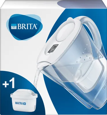 Obrázek produktu pro Vodní filtr BRITA Marella bílý včetně 1 filtrační patrony MAXTRA+ - startovací balíček filtrů BRITA pro snížení obsahu vodního kamene, chlóru, olova, mědi a látek narušujících chuť vody
