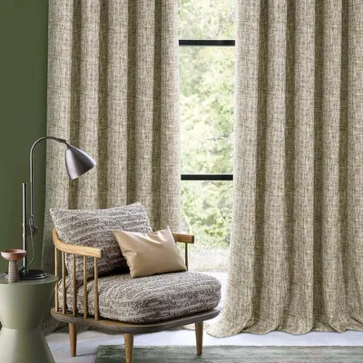 Image de Rideaux - Panneaux de rideaux occultants - Pour chambre à coucher - Aspect lin - 140 x 245 cm - Beige