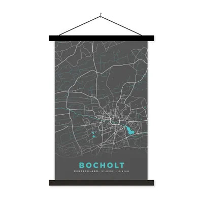 Produktbild von MuchoWow® Textilposter Stadtplan - Bocholt - Deutschland - Karte 40x60 cm mit schwarzem Rahmen - Wanddekorationen