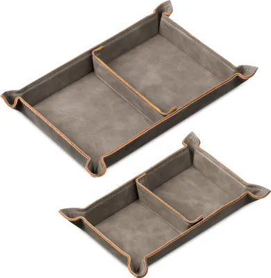Produktbild von Navaris Lederschale Tablett aus Kunstleder - 2x Schale Ablage Leder - Ablageschale für Schmuck Schlüssel Münzen Handy - Uhrenablage Schlüsselablage