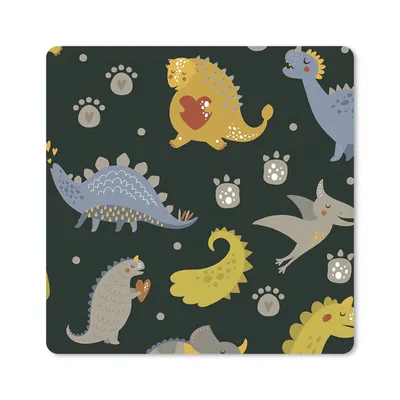 Produktbild von MuchoWow® Mauspad Mousepad Dino - Kinder - Schnittmuster - Jungen - Mädchen - Dinosaurier 30x30 cm - Mousepads - Maus Mat - Pad - Mausunterlage - Gaming