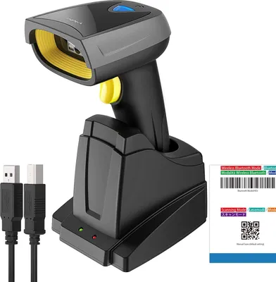Produktbild von Inateck 2D Barcode Scanner Bluetooth, Wireless QR Code Scanner mit Intelligenter Ladestation, 2D Imager mit 2000 mAh Akku, 1 Ladung 30 Tagen Dauer, Bildschirm Scannen Unterstützt, Bcst-52