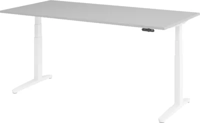 Produktbild von bümö Schreibtisch elektrisch XBHM - Nachbildung: Grau, Größe:  200 x 100 cm, Gestell: Weiß