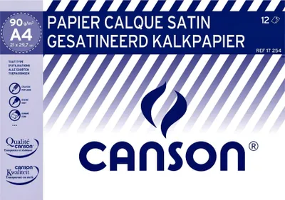 Image de Canson - Papier calque satiné 12 feuilles 90 g A4 translucide