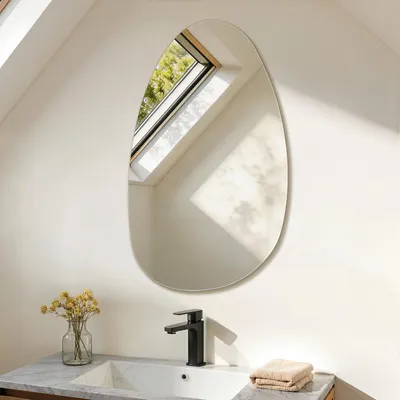 Image de S'AFIELINA miroir mural asymétrique 85×50 cm sans cadre miroir de couverture miroir de salle de bain pour salon, salle de bain et chambre à coucher