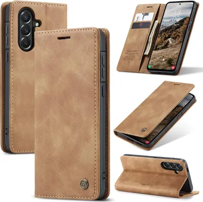 Produktbild von Hülle für Samsung Galaxy A57 Retro Kunstledertasche mit Standfunktion Schutzhülle Braun