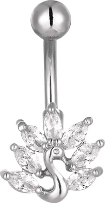 Produktbild von Karisma Edelstahl Bauchnabelpiercing Banana Pfau Peacock Zirkonia - HB184 - Silber