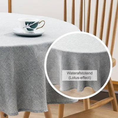 Productafbeelding van Tafelkleed 200 cm - Waterafstotend linnenlook - Vlekbescherming - Ideaal voor buitengebruik