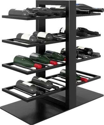 Immagine prodotto di MetaloPro Portabottiglie Corse – Scaffale metallico nero per 40 bottiglie di vino, struttura robusta, ideale per la cucina, la cantina o il bar – 80×80×30 cm