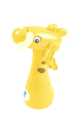 Produktbild von Kinder Mini-Ventilator Giraffe mit Wasserzerstäuber Handventilator Sprühflasche, Farbe:gelb