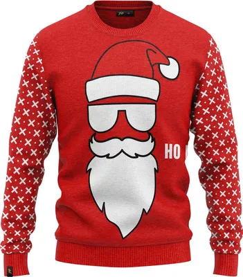 Obrázek produktu pro JAP Christmas Ošklivý vánoční svetr Santa ho ho ho - 100% recyklovaný - Uni pro ženy i muže - Červená - Velikost XXXL