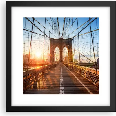 Produktbild von Gerahmtes Poster - Schwarzer Rahmen - New York Brücke - 30x30 cm - Wand Bild - Wanddeko - Wandbilder - Kunstposter - Wandposter - Bilderrahmen - Bilder - Kunstdruck - Wandbild - P2BAC30x30-3707