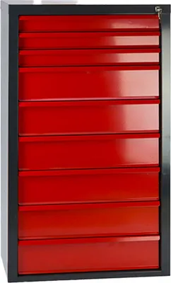 Produktbild von ADB Schubladenschrank TAUROX 9 Schubladen 70 x 120 cm (B x H) Anthrazitgrau / Verkehrsrot