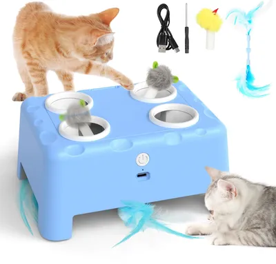 Interaktives Katzenspielzeug 2-in-1, USB-aufladbar, blau