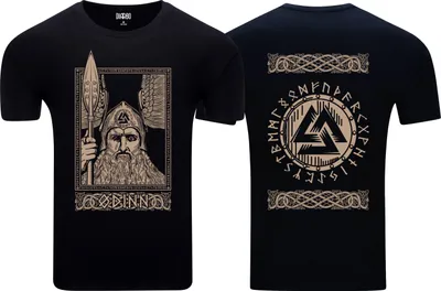 Produktbild von Diarbo Herren T-Shirt mit Wikinger Druck Odin Speer Schwarz Gr.M