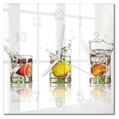 Produktbild von Tulup Glasuhr Wanduhr Küchenuhr Echt-Glas 30x30 cm Modern Dekorativ Geräuschlos Weiße Zeiger - Obstgläser
