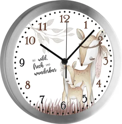 Produktbild von Funkuhr, Kinder Wanduhr, Kinderuhr, Kinderzimmer Reh