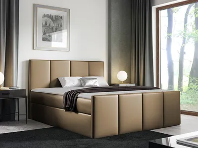 Obrázek produktu pro Hotelová manželská postel 140x200 MORALA - hnědá + topper