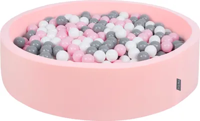 Produktbild von KiddyMoon Bällebad Kinder groß 120x30cm mit 300 Bunte Bälle ∅7cm - Baby Spielzeug ab 8 Monate - Plastikbälle für Bällebad Baby Zimmer - Rosa