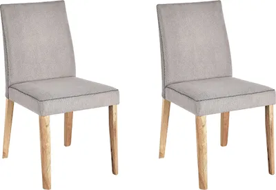 Zdjęcie produktu dla BELIANI Zestaw 2 krzeseł do jadalni szary tapicerowany drewniane nogi w stylu skandynawskim