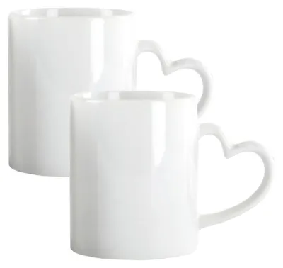 Produktbild von Plottermarie Sublimationsrohlinge Sublimations-Tassen für personalisierte Geschenkideen – Sublimationsrohlinge, Fotogeschenke, Personalisierung & DIY Herzhenkel Tasse 2er Set