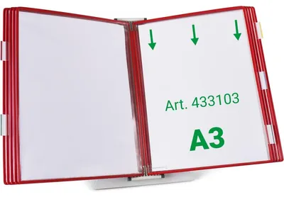 Produktbild von tarifold Sichttafelsystem 433103 DIN A3 rot mit 10 St. Sichttafeln, 1 St.