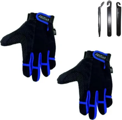 Immagine prodotto di Guanti da ciclismo Ventura taglia M nero/blu con leva per pneumatici inclusa