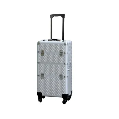 Image de INDRA Coffret malette valise trolley de beauté pour maquillage cosmétique tattoo SILVER