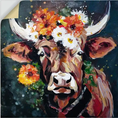Produktbild von ARTland Wandbild, selbstklebend Stier mit Kranz Größe: 70x70 cm
