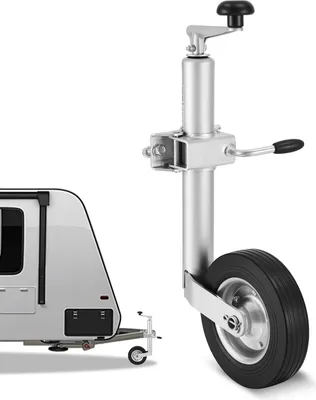Immagine prodotto di Ruota di supporto per rimorchi - Ruota anteriore regolabile in altezza - Portata 150 kg - Regolazione in altezza 55-78 cm - Ruota singola - Impugnatura ergonomica - Adatta per roulotte e rimorchi per barche