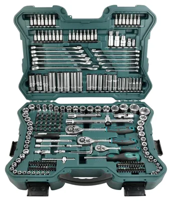 Immagine prodotto di Set di chiavi a bussola - 215 pezzi - Attacco 1/4" 3/8" 1/2" - Cromo vanadio